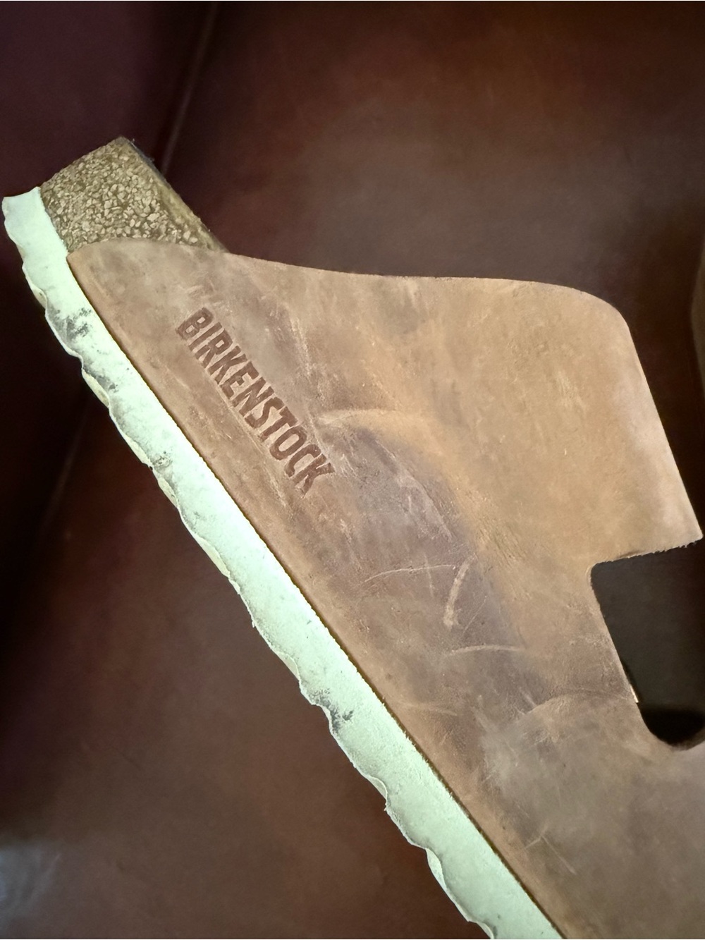 Birkenstock Big BuckleArizona TwoStrap Sandals in Chestnut Brown w/ Gold Buckles - Picture 5 of 5